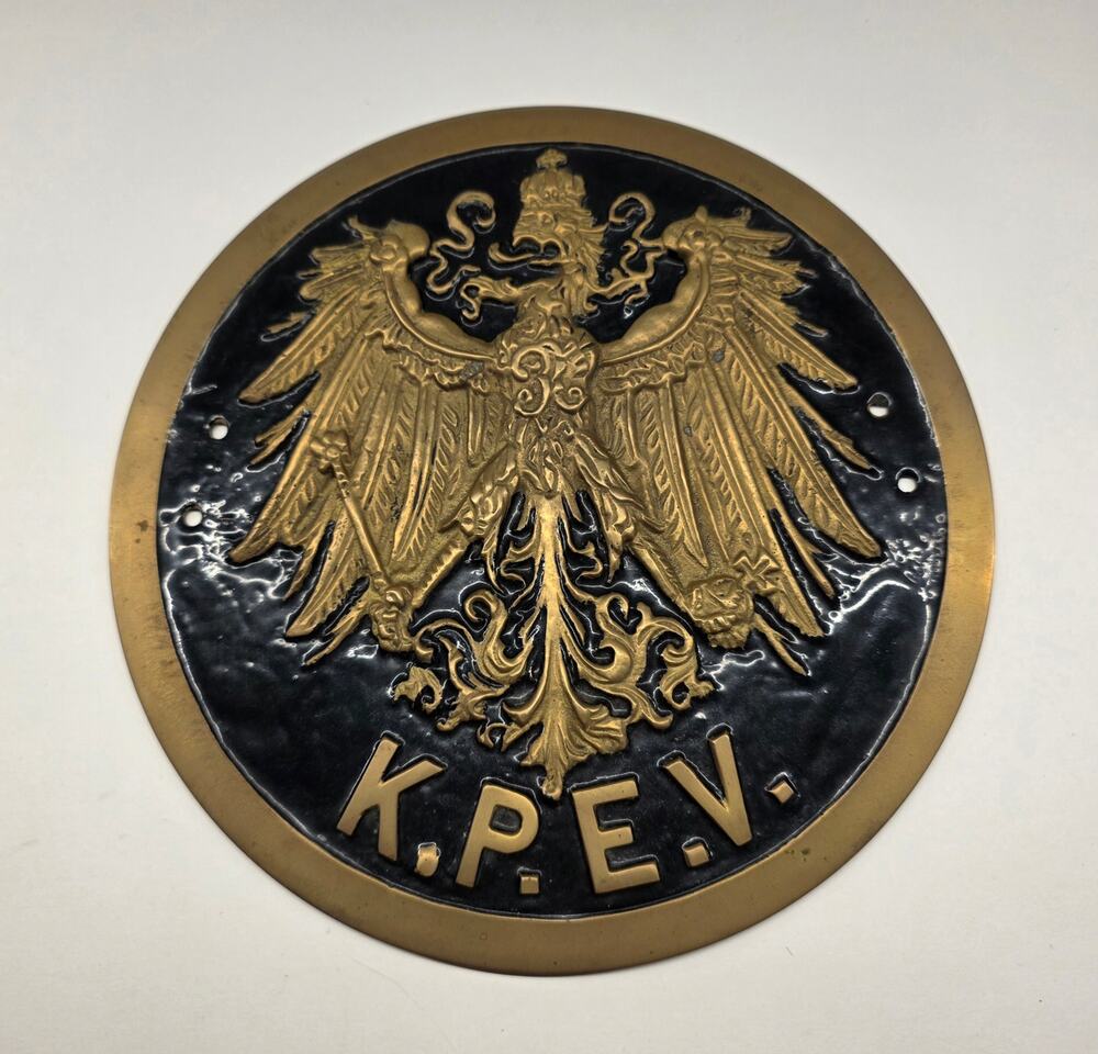 Vintage K.P.E.V. Prussian Railway Imperial Eagle Metal Wall Plaque 9"